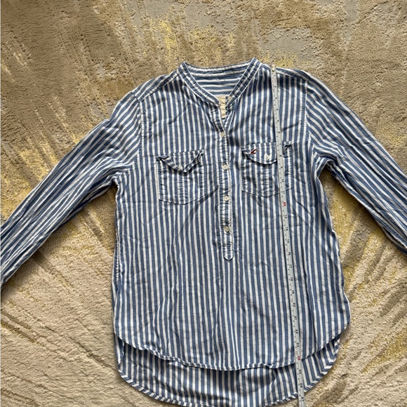Hollister Navy and White Striped Shirt - Picture 3 of 6